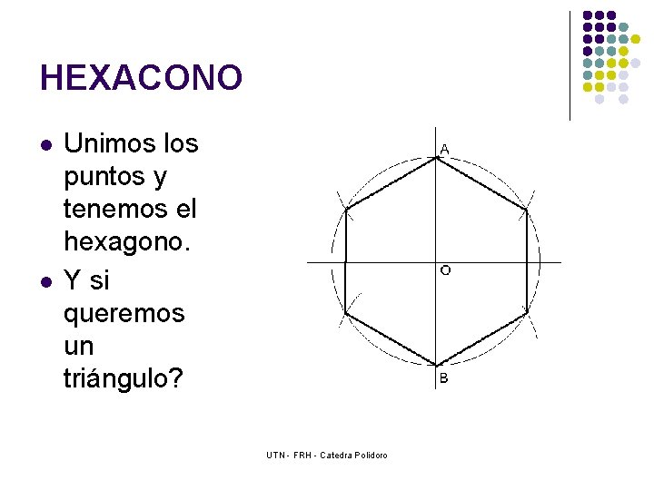 HEXACONO l l Unimos los puntos y tenemos el hexagono. Y si queremos un