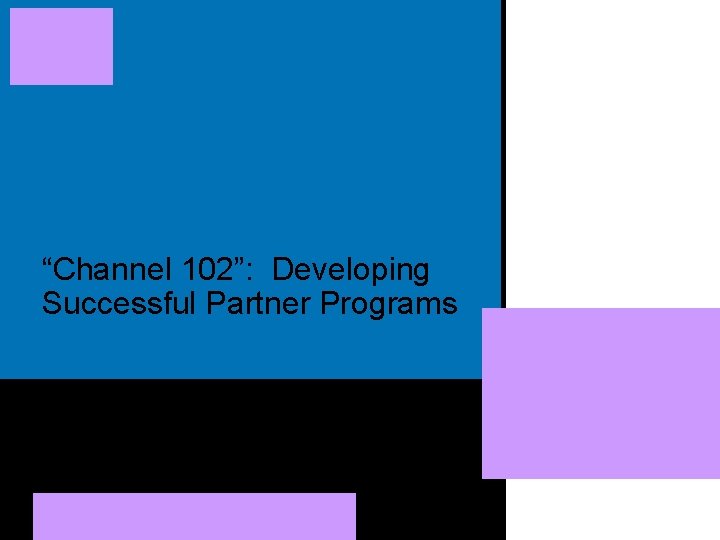“Channel 102”: Developing Successful Partner Programs WW SPO Partner Development & Programs team Mike