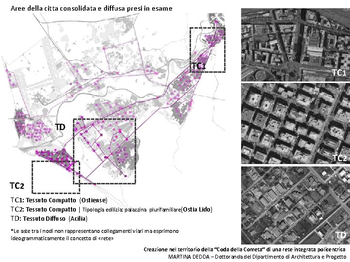 Aree della citta consolidata e diffusa presi in esame TC 1 TD TC 2