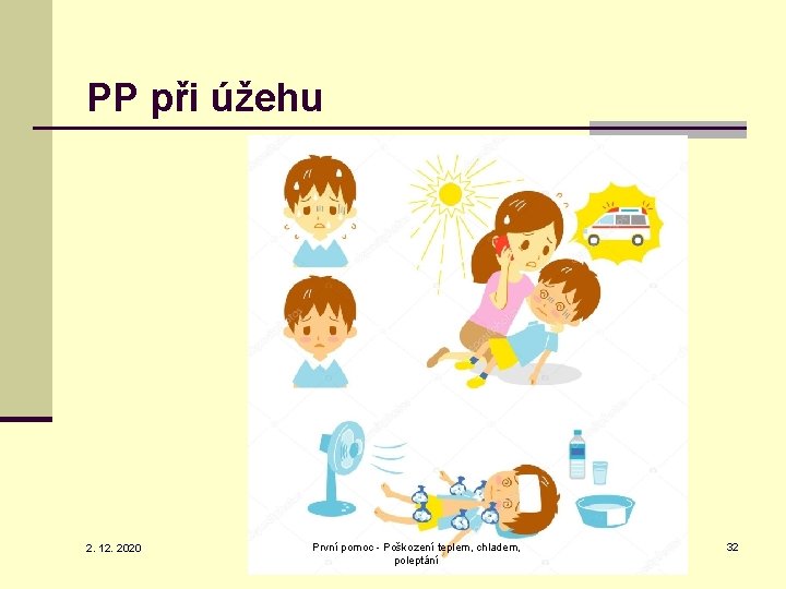 PP při úžehu 2. 12. 2020 První pomoc - Poškození teplem, chladem, poleptání 32