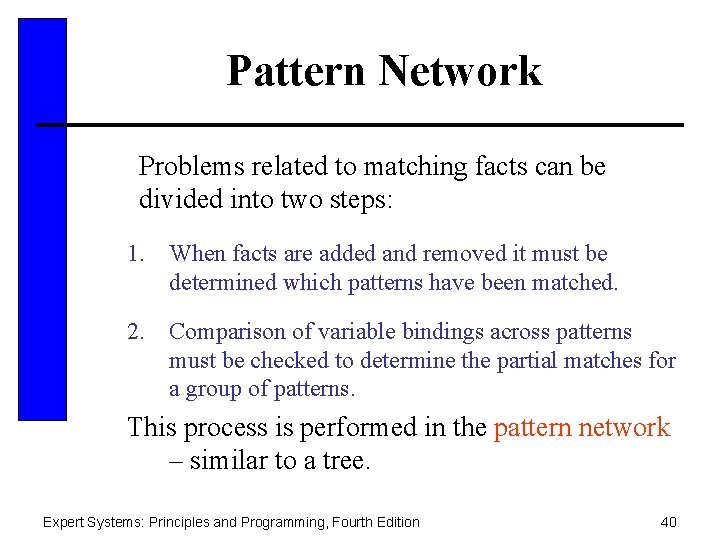 Pattern Network Problems related to matching facts can be divided into two steps: 1.