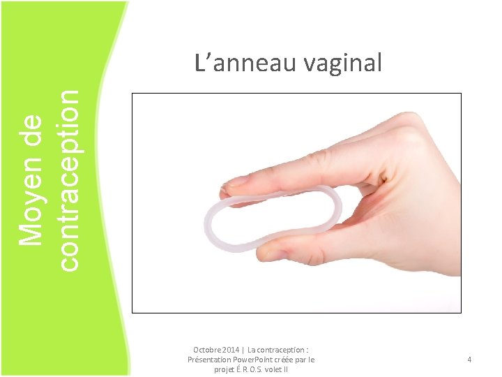 Moyen de contraception L’anneau vaginal Octobre 2014 | La contraception : Présentation Power. Point