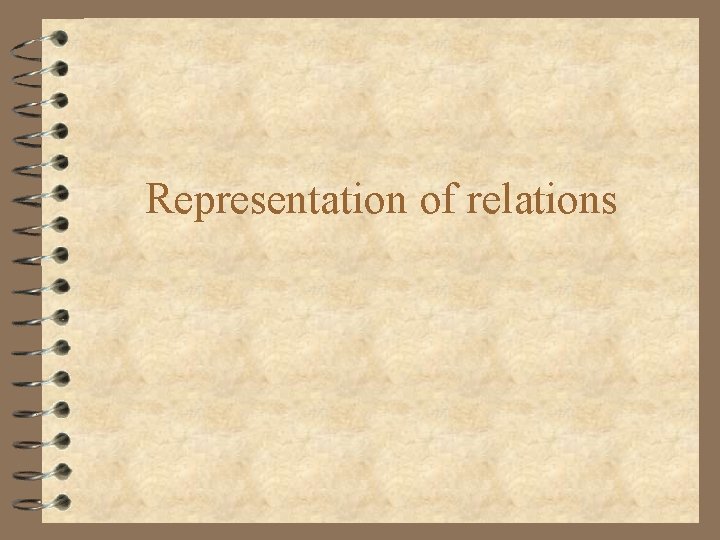 Representation of relations Representation of relations