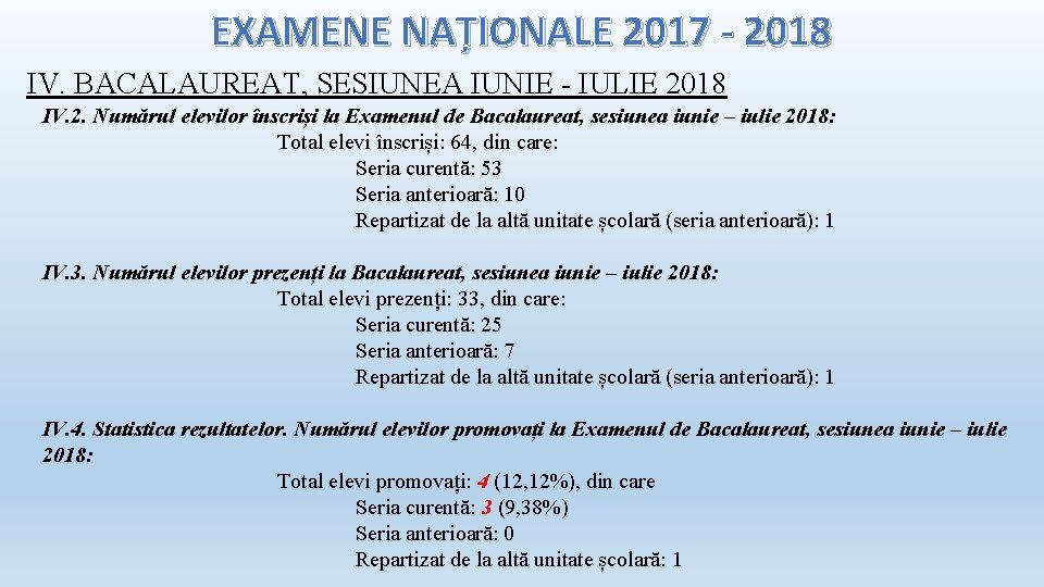 EXAMENE NAȚIONALE 2017 - 2018 IV. BACALAUREAT, SESIUNEA IUNIE - IULIE 2018 IV. 2.