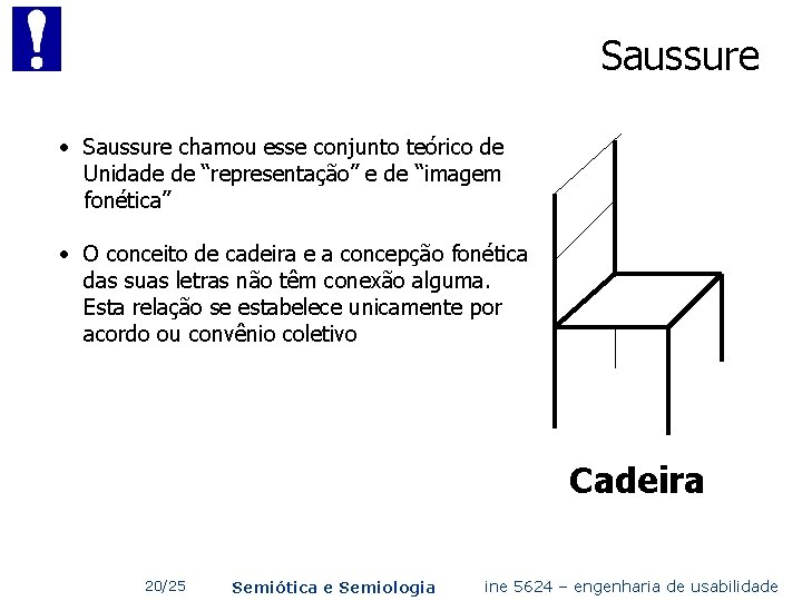 Saussure • Saussure chamou esse conjunto teórico de Unidade de “representação” e de “imagem