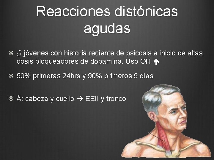 Reacciones distónicas agudas ♂ jóvenes con historia reciente de psicosis e inicio de altas