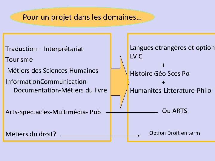 Pour un projet dans les domaines… Traduction – Interprétariat Tourisme Métiers des Sciences Humaines