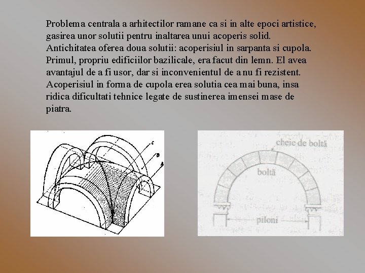 Problema centrala a arhitectilor ramane ca si in alte epoci artistice, gasirea unor solutii