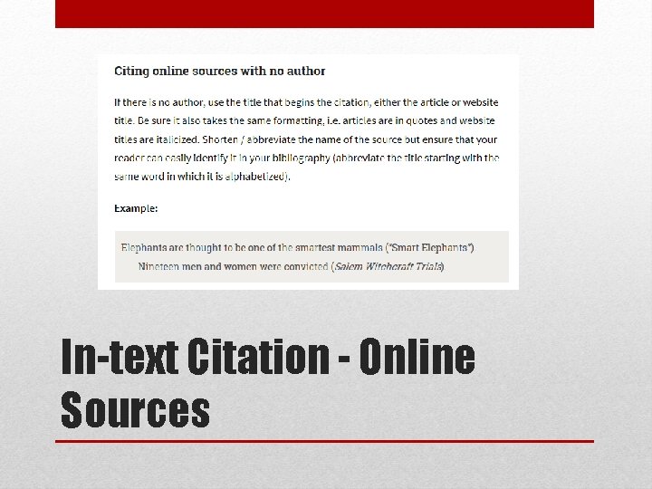 In-text Citation - Online Sources 