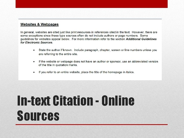 In-text Citation - Online Sources 