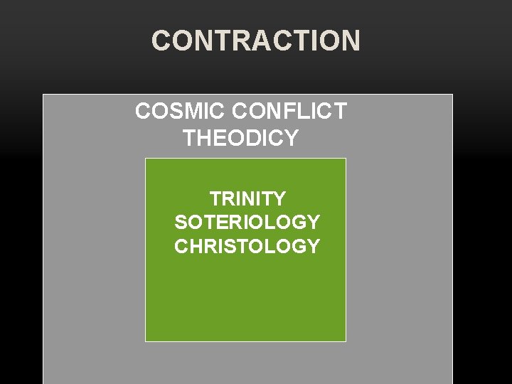 CONTRACTION COSMIC CONFLICT THEODICY TRINITY SOTERIOLOGY CHRISTOLOGY CONTRACTION COSMIC CONFLICT THEODICY TRINITY SOTERIOLOGY CHRISTOLOGY