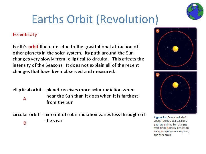 Earths Orbit (Revolution) Eccentricity Earth’s orbit fluctuates due to the gravitational attraction of other
