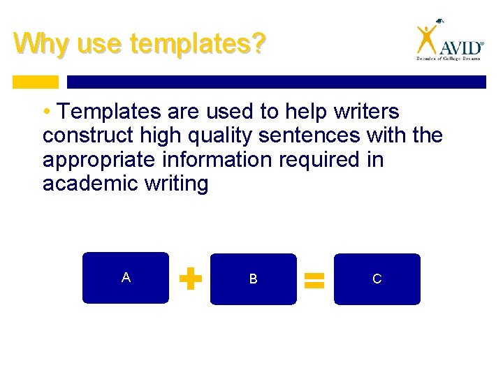 Why use templates? • Templates are used to help writers construct high quality sentences