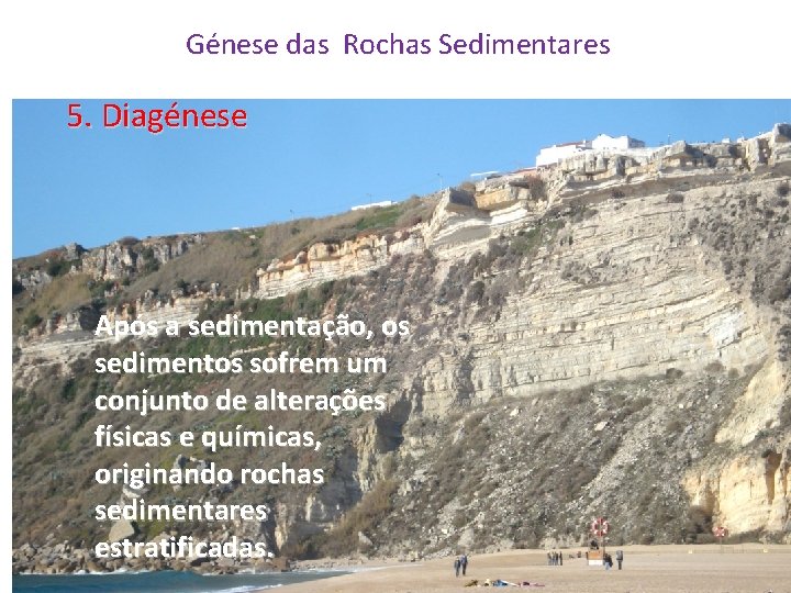 Génese das Rochas Sedimentares 5. Diagénese Após a sedimentação, os sedimentos sofrem um conjunto