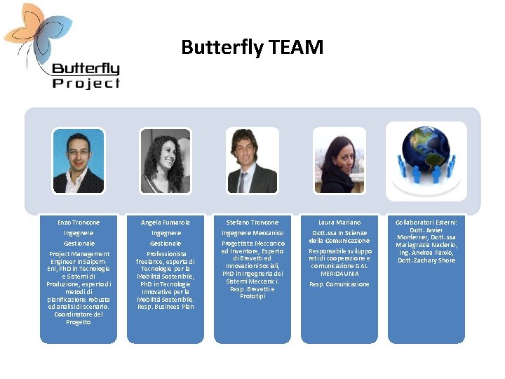 Butterfly TEAM Enzo Troncone Angela Fumarola Stefano Troncone Laura Mariano Ingegnere Gestionale Project Management