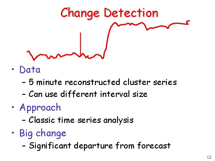 Change Detection • Data – 5 minute reconstructed cluster series – Can use different