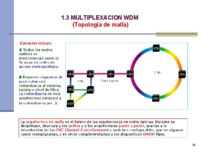 1. 3 MULTIPLEXACION WDM (Topología de malla) 28 