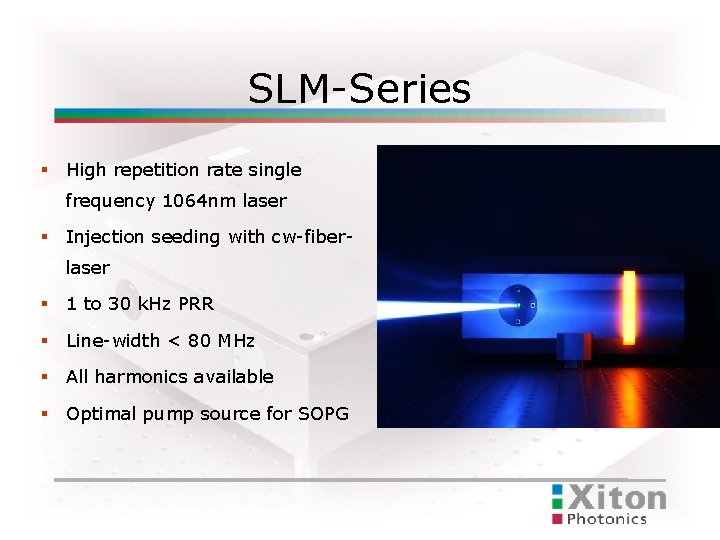 SLM-Series High repetition rate single frequency 1064 nm laser Injection seeding with cw-fiberlaser 1