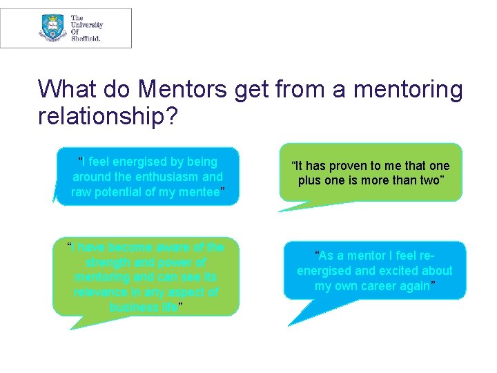 What do Mentors get from a mentoring relationship? “I feel energised by being around