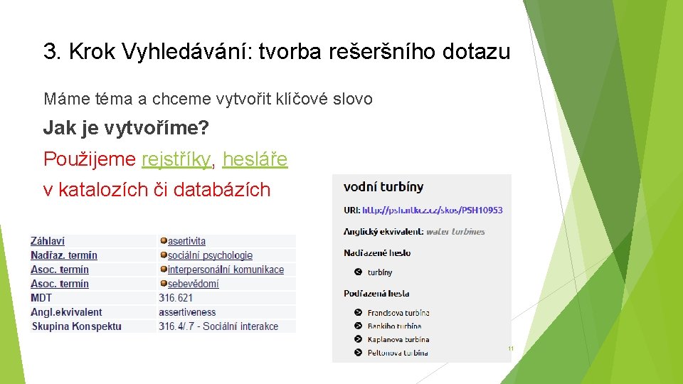 3. Krok Vyhledávání: tvorba rešeršního dotazu Máme téma a chceme vytvořit klíčové slovo Jak