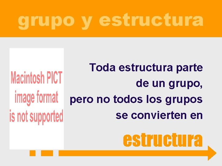 grupo y estructura Toda estructura parte de un grupo, pero no todos los grupos