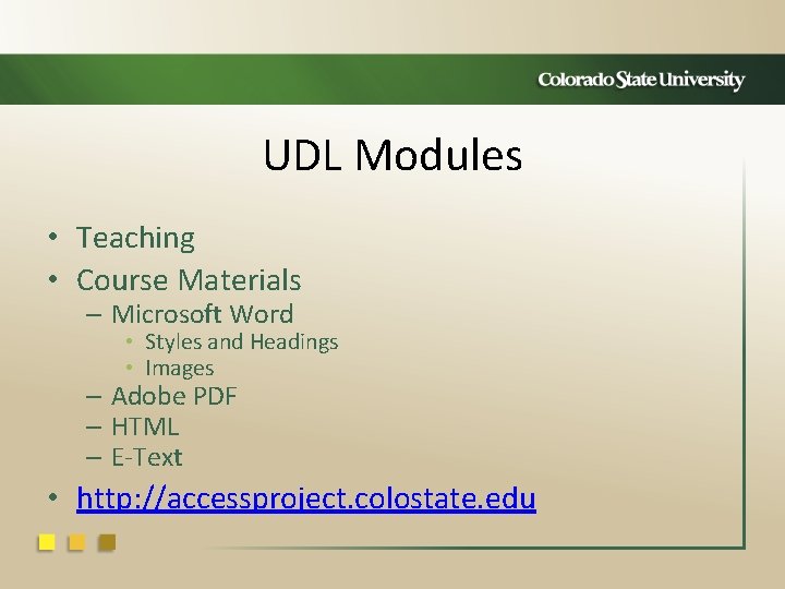 UDL Modules • Teaching • Course Materials – Microsoft Word • Styles and Headings