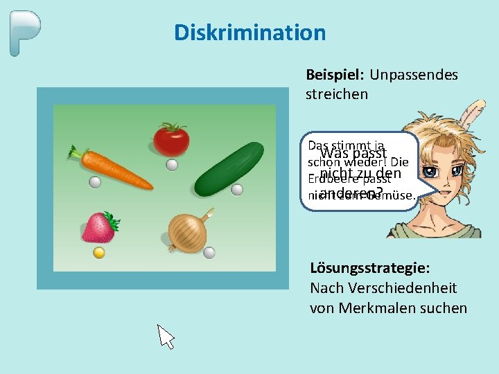 Diskrimination Beispiel: Unpassendes streichen Das stimmt ja Was passt schon wieder! Die nicht zu