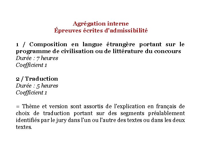 Agrégation interne Épreuves écrites d'admissibilité 1 / Composition en langue étrangère portant sur le