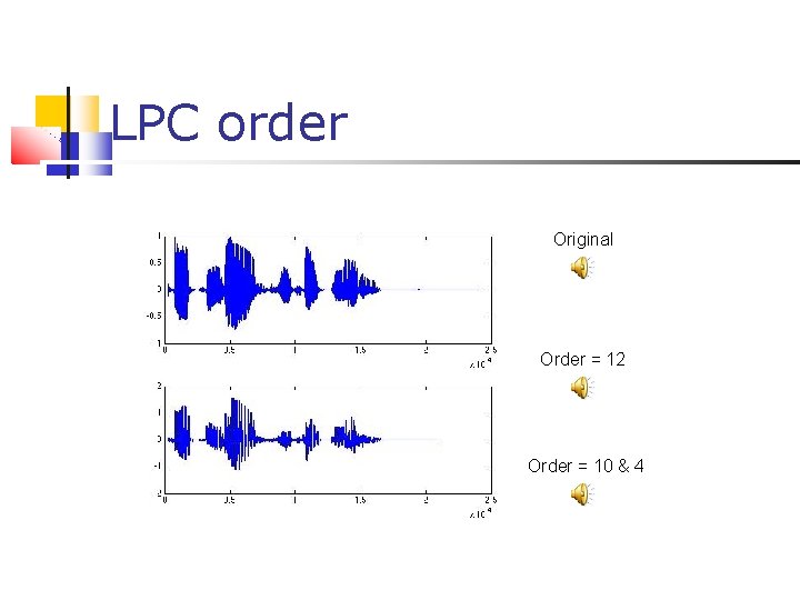 LPC order Original Order = 12 Order = 10 & 4 