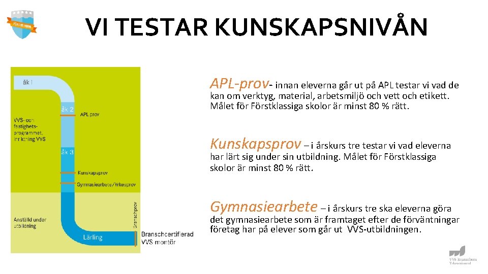 VI TESTAR KUNSKAPSNIVÅN APL-prov- innan eleverna går ut på APL testar vi vad de