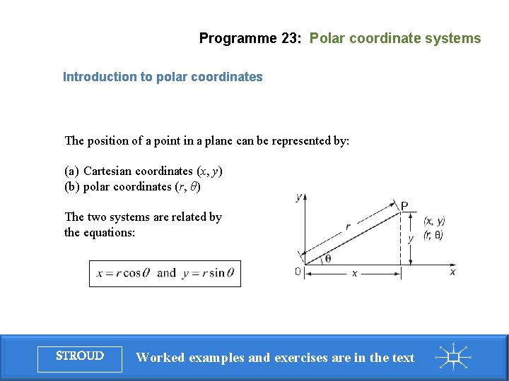 Programme 23: Polar coordinate systems Introduction to polar coordinates The position of a point