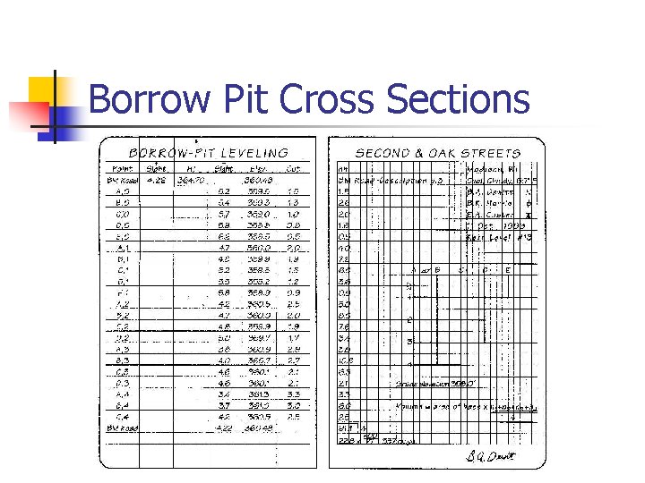 Borrow Pit Cross Sections 