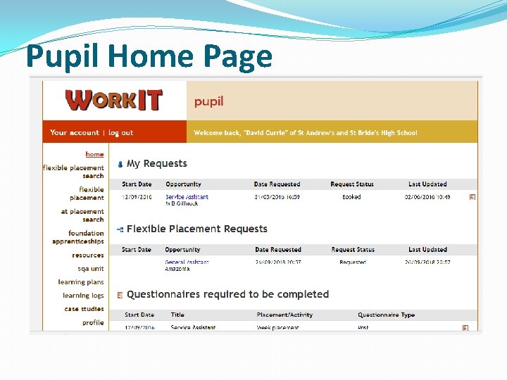 Pupil Home Page 