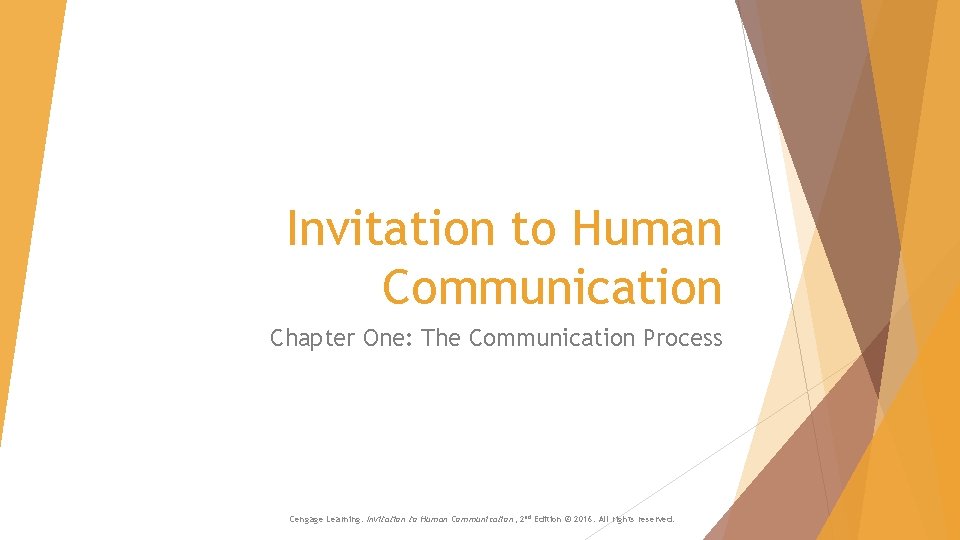 Invitation to Human Communication Chapter One: The Communication Process Cengage Learning. Invitation to Human Invitation to Human Communication Chapter One: The Communication Process Cengage Learning. Invitation to Human