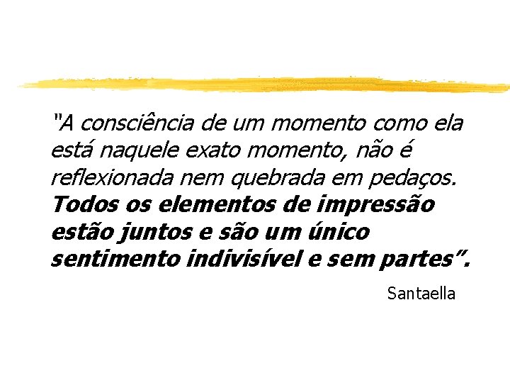 “A consciência de um momento como ela está naquele exato momento, não é reflexionada