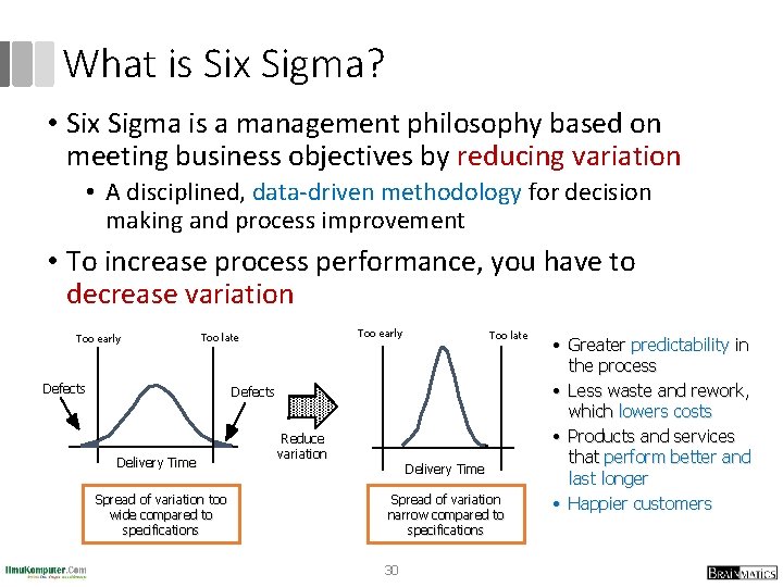 What is Six Sigma? • Six Sigma is a management philosophy based on meeting