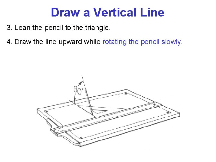 Draw a Vertical Line 3. Lean the pencil to the triangle. 4. Draw the