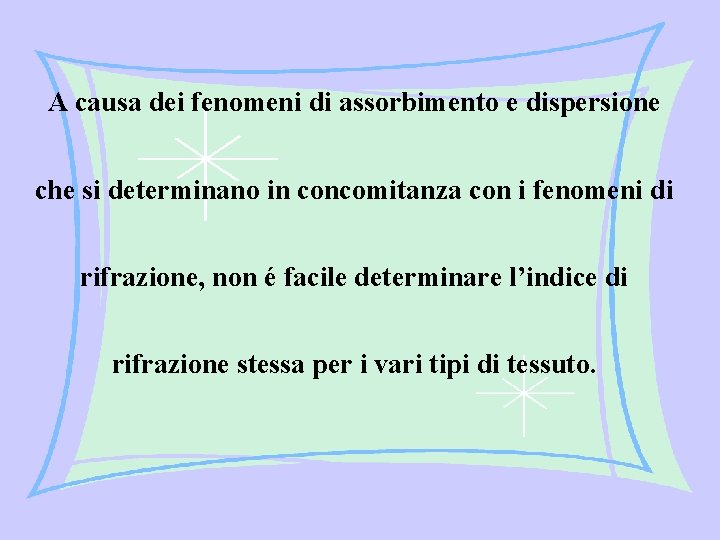 A causa dei fenomeni di assorbimento e dispersione che si determinano in concomitanza con