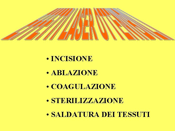  • INCISIONE • ABLAZIONE • COAGULAZIONE • STERILIZZAZIONE • SALDATURA DEI TESSUTI 