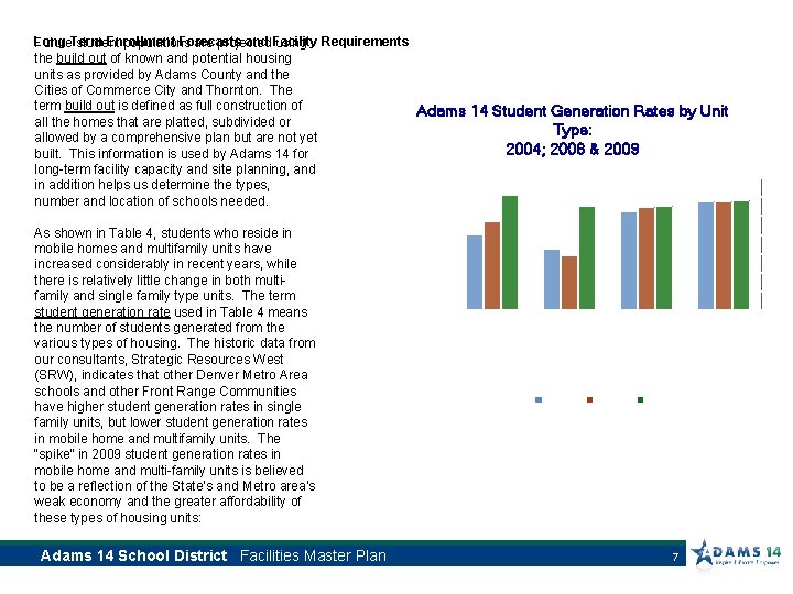 Student Generation Rates Long-Term Enrollment Forecasts and Facility Requirements Future student populations are projected