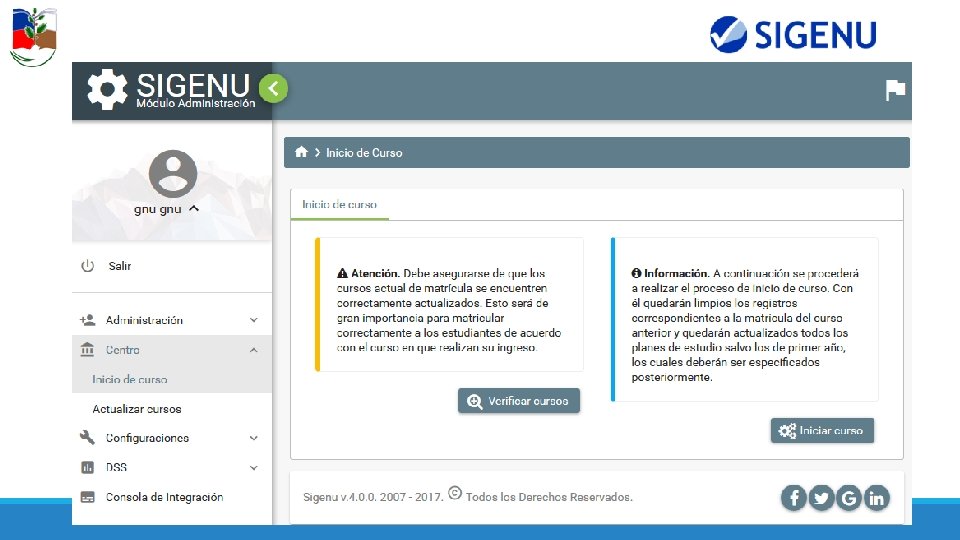 SIGENU v. 4. 0. 0 q. SIGENU – Admin v. 1. x – Roles