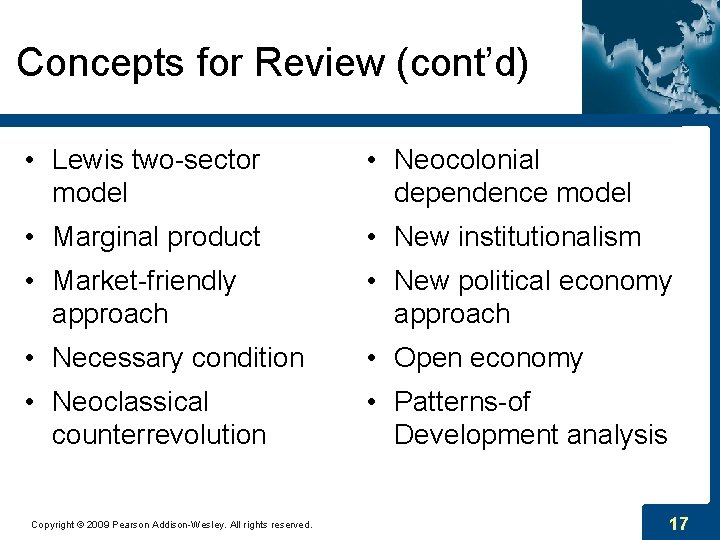 Concepts for Review (cont’d) • Lewis two-sector model • Neocolonial dependence model • Marginal Concepts for Review (cont’d) • Lewis two-sector model • Neocolonial dependence model • Marginal