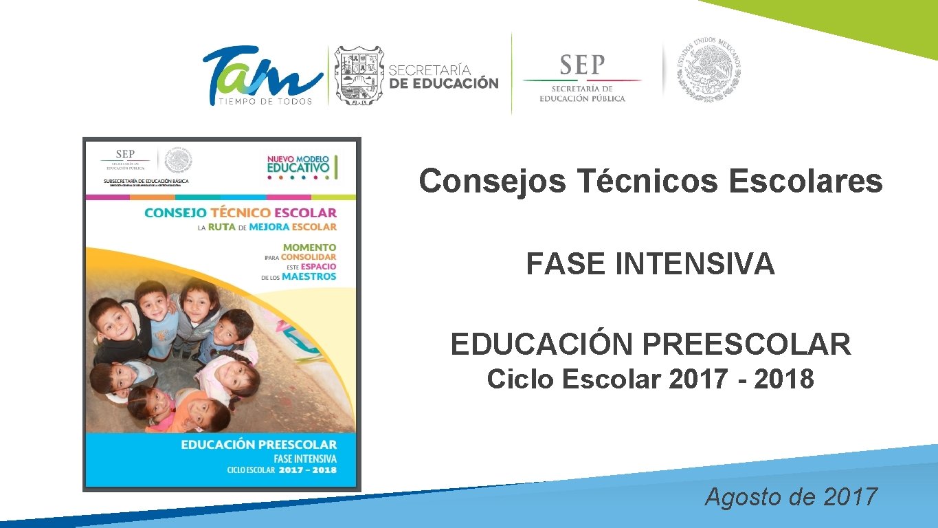 Consejos Técnicos Escolares FASE INTENSIVA EDUCACIÓN PREESCOLAR Ciclo Escolar 2017 - 2018 Agosto de