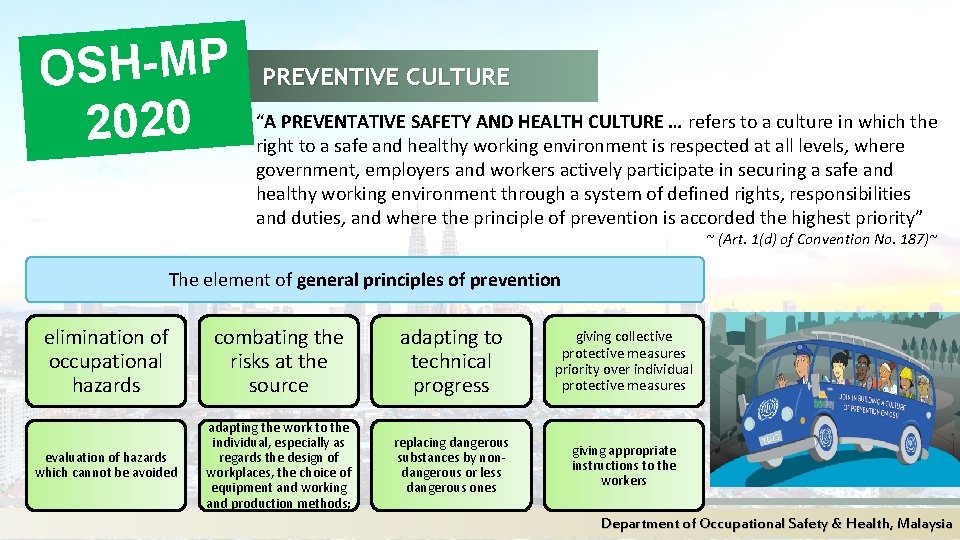 OSH-MP 2020 PREVENTIVE CULTURE “A PREVENTATIVE SAFETY AND HEALTH CULTURE … refers to a