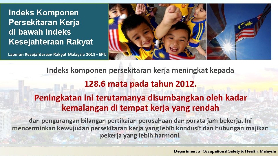 Indeks Komponen Persekitaran Kerja di bawah Indeks Kesejahteraan Rakyat Laporan Kesejahteraan Rakyat Malaysia 2013