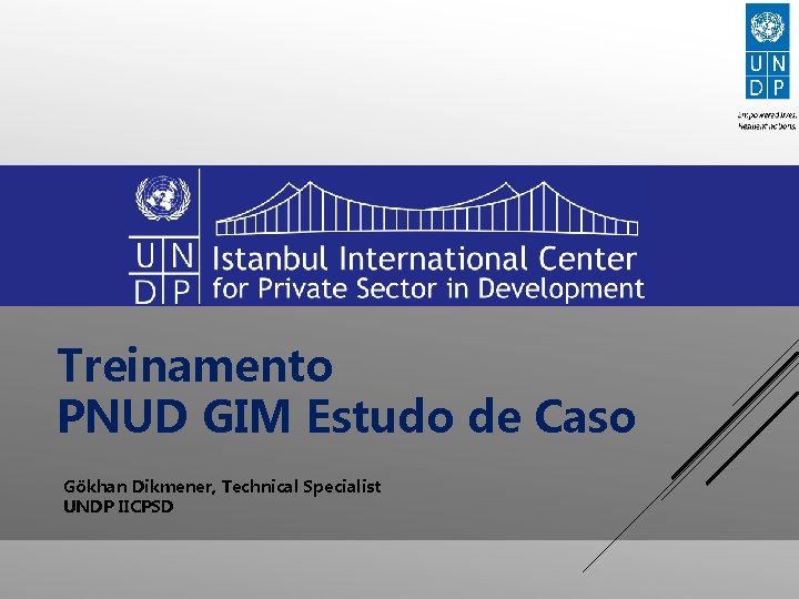 Treinamento PNUD GIM Estudo de Caso Gökhan Dikmener, Technical Specialist UNDP IICPSD 1 