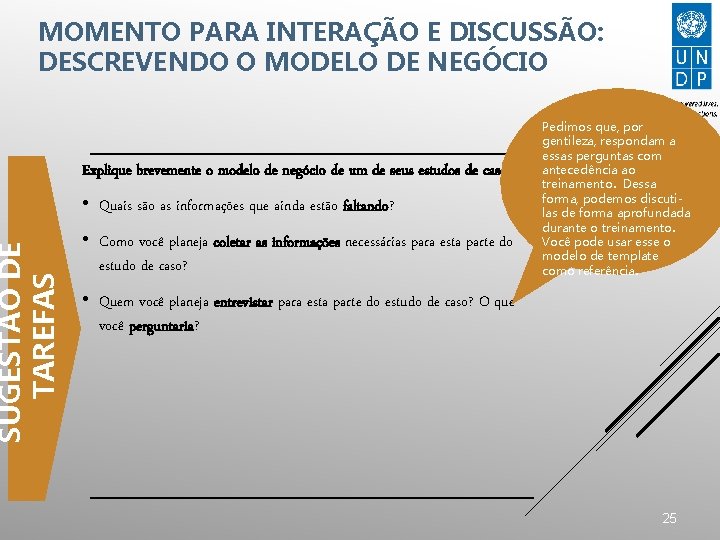 MOMENTO PARA INTERAÇÃO E DISCUSSÃO: DESCREVENDO O MODELO DE NEGÓCIO Explique brevemente o modelo