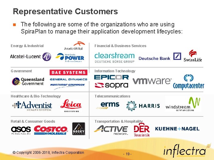 Representative Customers n The following are some of the organizations who are using Spira.