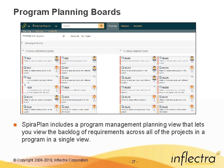 Program Planning Boards n Spira. Plan includes a program management planning view that lets