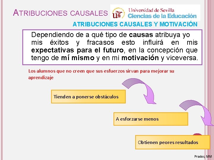 ATRIBUCIONES CAUSALES Y MOTIVACIÓN Dependiendo de a qué tipo de causas atribuya yo mis